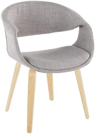 Upholstered Dining Chairs Set of 2, Kitchen Island Chairs with Grey Fabric Seat and Natural Bent Wood Legs for Dining Room Living Room Restaurant