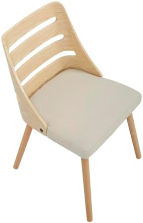 Beige chair with wooden legs on a white background