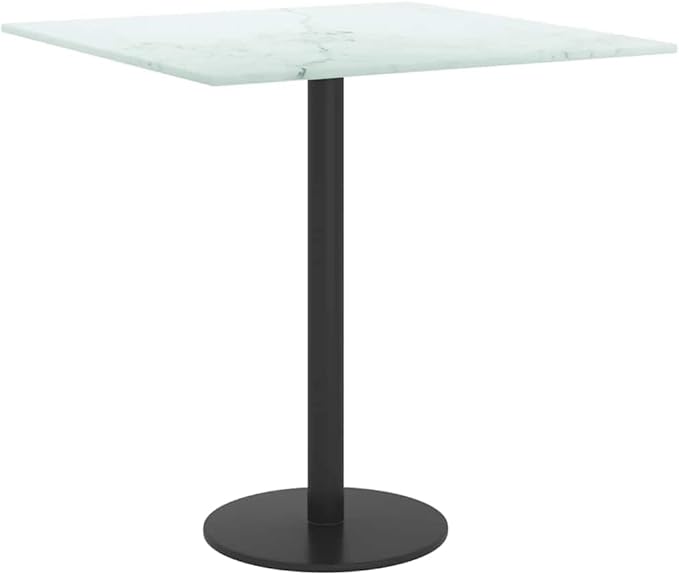 15.7 in Square White Marble Tempered Glass Tabletop, Scratch Resistant Countertop Replacement for Coffee/Dining Room, Small Space Modern Accent for Living Room, Bedroom or Study