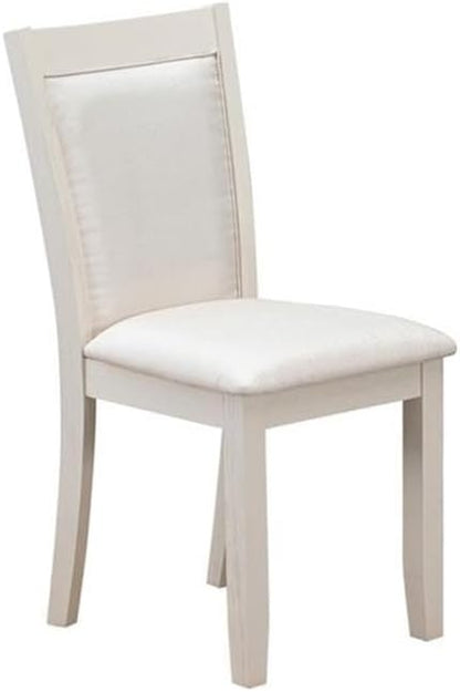 East West Furniture MZC0T01 Monza Parson Dining Chairs - Cream Linen Fabric Upholstered Chairs, Set of 2, Wirebrushed Linen White
