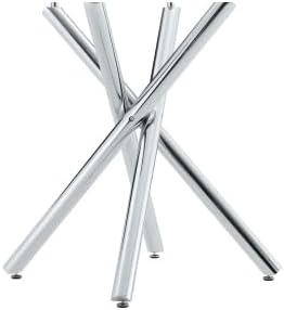 Donext Modern Tempered Glass Top Bar Table, Electroplated Metal Cross Leg Pub Table, Sturdy Kitchen Island Table for Home Bar Living Room,Silver