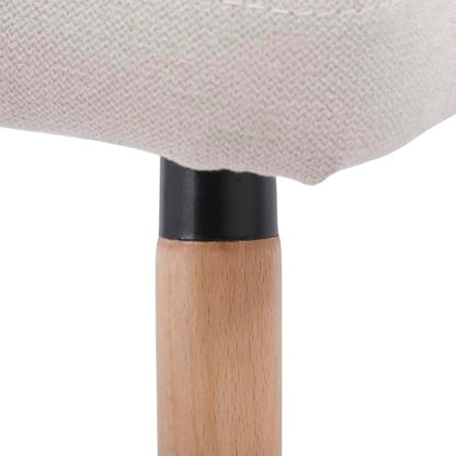 Mid Century Modern Dining Chair, Accent Chair with Cream Fabric Upholstered Cushioned Seat, Cut-Out Backrest, Natural Solid Wood Legs, for Kitchen Island or Living Room