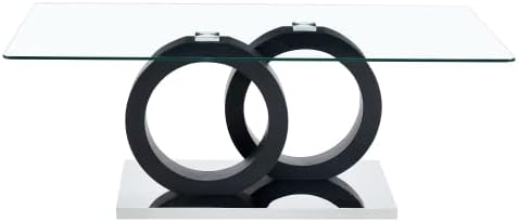 Donext 47.2"x25.6"x17.8" Modern Glass Top MDF Coffee Table, Black Base, Easy Assembly, Suitable for Living Room Lounge Coffee Table