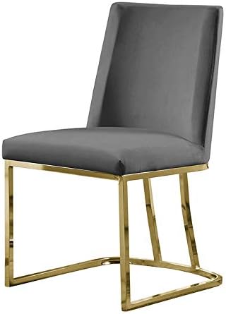 Modern Chairs Set of 2, Chrome Side Chairs & Counter Stools with Ring Pull Back, Luxury Upholstered Chairs for Kitchen Island, Dining Room & Home Bar (Velvet, Dark Gray/Gold, Side Chair)