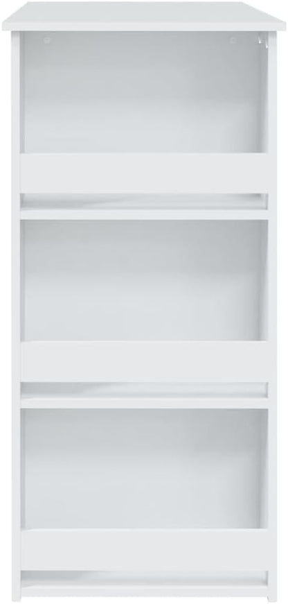 White Engineered Wood Bar Table 40.2 x 19.7 x 40.7 Inches with Shelves for Storage, Modern Kitchen Furniture for Dining and Entertaining, Easy Maintenance Smooth Surface