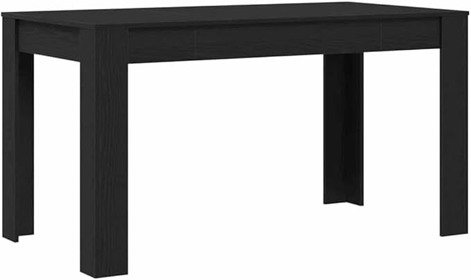 Dining Table 55"x29" Black Oak Poly Rattan Kitchen & Dining Room Table with Steel Frame Easy Assembly Patio Outdoor Table for Garden Terrace