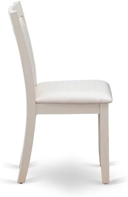 East West Furniture MZC0T01 Monza Parson Dining Chairs - Cream Linen Fabric Upholstered Chairs, Set of 2, Wirebrushed Linen White
