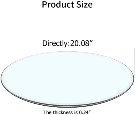 20" Clear Round Glass Table Top, Thick Tempered Glass with Smooth Polished Edge, Ideal for Kitchen, Living Room, Office or Patio Table Replacement
