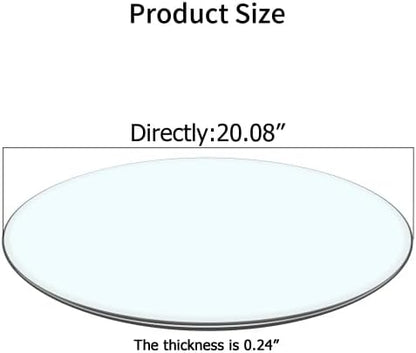 20" Clear Round Glass Table Top, Thick Tempered Glass with Smooth Polished Edge, Ideal for Kitchen, Living Room, Office or Patio Table Replacement