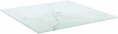 White Marble Pattern Square Tempered Glass Table Top 15.7 x 15.7 in Scratch Resistant Dining Coffee Replacement Desk Surface for Living Room Bedroom Dinette