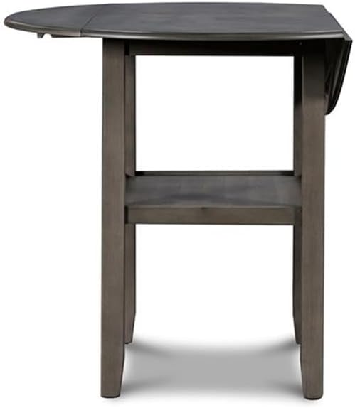 New Classic Furniture Gia 3-Piece Drop Leaf Counter Table Set with 2 Chairs, 42-Inch, Gray