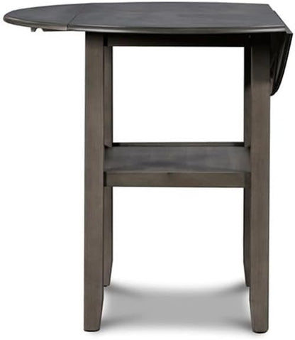 New Classic Furniture Gia 3-Piece Drop Leaf Counter Table Set with 2 Chairs, 42-Inch, Gray