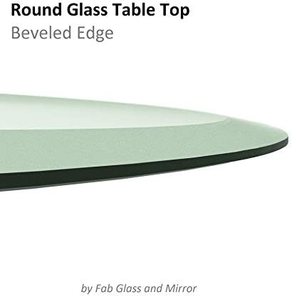 21 Inch Round Tempered Glass Table Top Beveled Polished Edge -3/8” Thick Round Glass Table Top–Heavy Duty, Dining, Coffee, and Office Tables by Fab Glass and Mirror