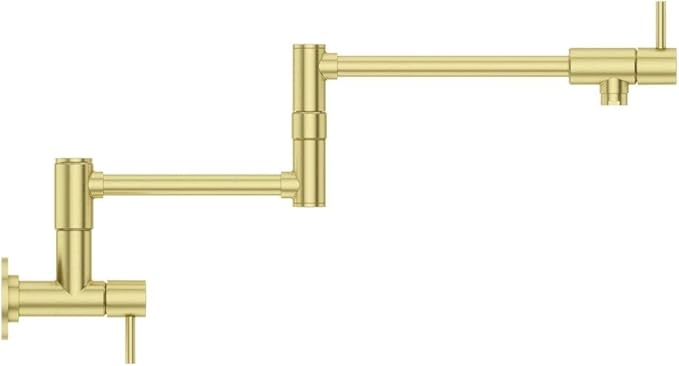 Pfister Lita Pot Filler Kitchen Faucet, 2-Handle, Wall Mounted, Single Hole, Brushed Gold Finish, GT533PFBG