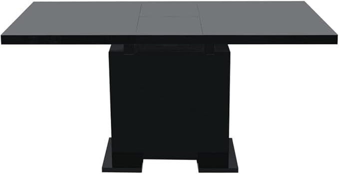 Extendable Black Dining Table 47-59 in Rectangular High Gloss MDF & Steel Frame Modern Expandable Kitchen Table for Dining Room Apartment and Studio Spaces