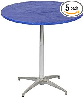 Kwik-Covers 36" Round Fitted Plastic Table Covers, Bundle of 5 (Royal Blue)