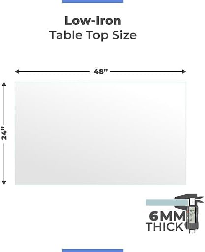 Ultra Clear Glass Table Top 24x48 Inch Rectangle - Low Iron Tempered Glass 1/4 Inch Flat Polished - Replacement for Dining Patio End Tables - Durable Table Protector