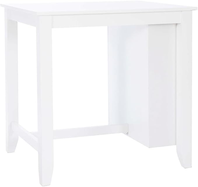 BOWERY HILL Wood Counter Height Wood Space Saving Table 3 Shelves in White Paint, 36" L x 30" D x 36" H