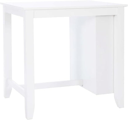 BOWERY HILL Wood Counter Height Wood Space Saving Table 3 Shelves in White Paint, 36" L x 30" D x 36" H