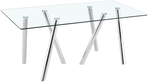 Donext 71" Rectangular Tempered Glass Dining Table, Sturdy Metal Legs,Modern Kitchen Dining Room Table,White