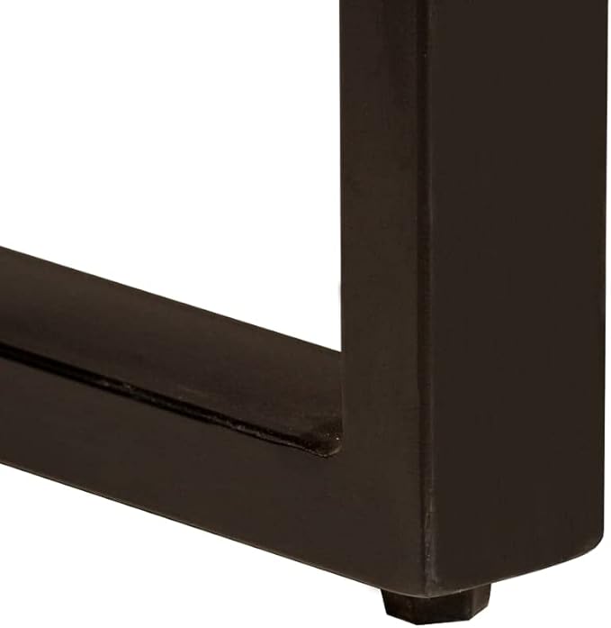 70.9"x35.4"x29.5" Acacia & Steel Dining Table for 8, Brown/Black, Apartment-Friendly