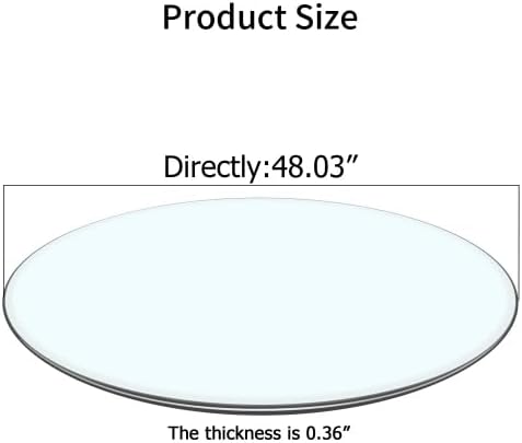 48" Clear Round Glass Table Top, Thick Tempered Glass with Smooth Polished Edge – Ideal for Kitchen, Living Room, Office or Patio Table Replacement