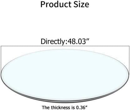 48" Clear Round Glass Table Top, Thick Tempered Glass with Smooth Polished Edge – Ideal for Kitchen, Living Room, Office or Patio Table Replacement