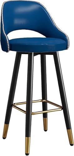 s - Counter Height PU Leather Curved Back Chairs with Metal Footrest for Kitchen Island - Design, 55cm, Perfect for Dining and Entertaining,Blue-55cm