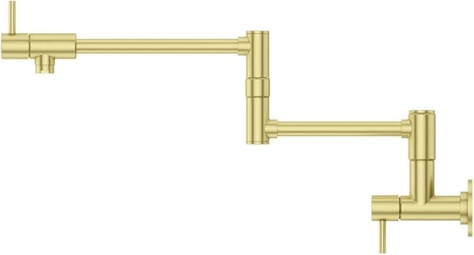 Pfister Lita Pot Filler Kitchen Faucet, 2-Handle, Wall Mounted, Single Hole, Brushed Gold Finish, GT533PFBG