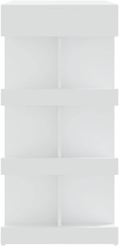 White Bar Table with Footrest and Storage Rack, Engineered Wood Modern Design for Kitchen and Dining Room, 39.4in x 19.7in x 40.0in, Smooth Matte Finish, Durable and Easy Care