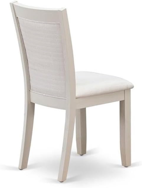 East West Furniture MZC0T01 Monza Parson Dining Chairs - Cream Linen Fabric Upholstered Chairs, Set of 2, Wirebrushed Linen White