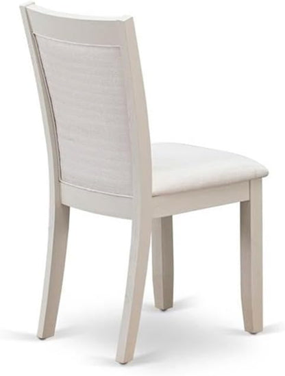 East West Furniture MZC0T01 Monza Parson Dining Chairs - Cream Linen Fabric Upholstered Chairs, Set of 2, Wirebrushed Linen White