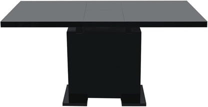 Extendable Dining Table Black High Gloss Kitchen Table MDF Steel 31.5 to 59.1 in Modern Rectangular Expanding Furniture for Dining Room Apartment