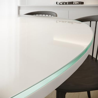 Royalty 72" Inch Round Tempered Glass Table Top – Clear Table Top Glass – Useful for Replacement, Tabletop Protector, Patio, Dining, Coffee, Desks - 3/8" Thick Beveled Edge