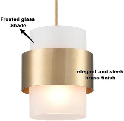 DEYNITE Modern Mini Gold Pendant Light Fixtures Glass Cylinder Hanging Lamp for Kitchen Dining Bathroom