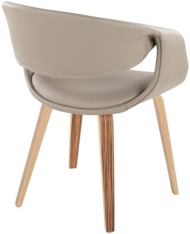 Upholstered Faux Leather Dining Chairs Set of 2, Kitchen Island Chairs with Light Grey Padded Seat and Zebra Wood Bent Wood Legs for Dining Room Living Room