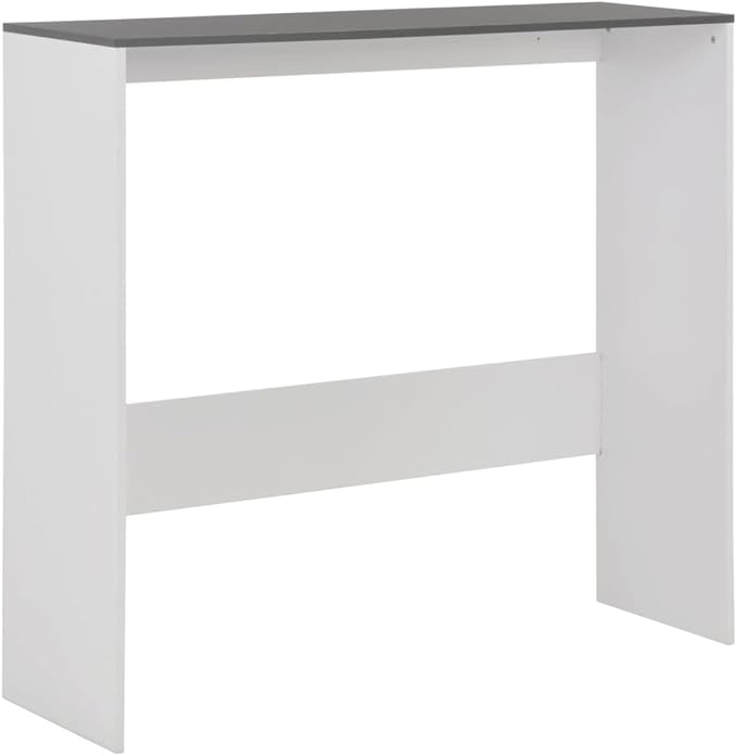 Modern Height Adjustable Bar Table, Rectangular Pub Table with Engineered Wood Surface for Home Kitchen, Dining Room, and Social Gatherings, 51.2 Inch Long, White and Grey