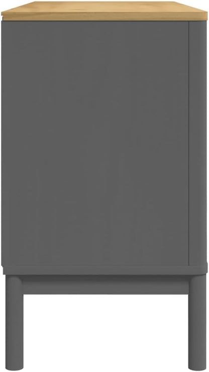Grey Pine Sideboard Buffet Cabinet 44.9x29.1 in Solid Wood Matte Sideboard Cabinet with Doors and Drawers for Dining Room Living Room or Corner Coffee Bar Storage