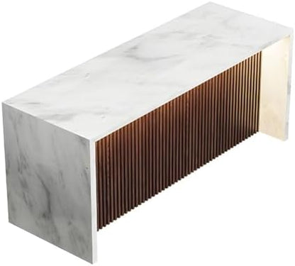 Stone Top Counter Height Pub Table with Wooden Base for Kitchen Island, Narrow Dining Room, Bar Height Furniture, Modern Living Room Table