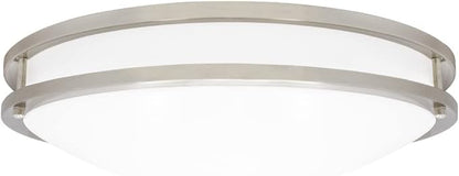 Maxxima 18" LED Flush Mount Ceiling Light Fixture - Satin Nickel Round Light, 2000 Lumens, 5 CCT 2700K/3000K/3500K/4000K/5000K, Dimmable Dual Ring Fixture, Perfect for Kitchen, Living Room, or Bedroom