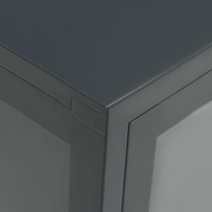 Anthracite Sideboard, Powder-Coated Steel, Tempered Glass Doors, 13.8x41.3x27.6 in. Modern Storage Cabinet for Living Room, Dining Room, Home Office Kitchen Furniture