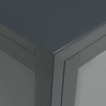Anthracite Sideboard, Powder-Coated Steel, Tempered Glass Doors, 13.8x41.3x27.6 in. Modern Storage Cabinet for Living Room, Dining Room, Home Office Kitchen Furniture