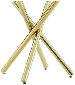 Donext Modern Tempered Glass Top Bar Table, Electroplated Metal Cross Leg Pub Table, Sturdy Kitchen Island Table for Home Bar Living Room,Gold