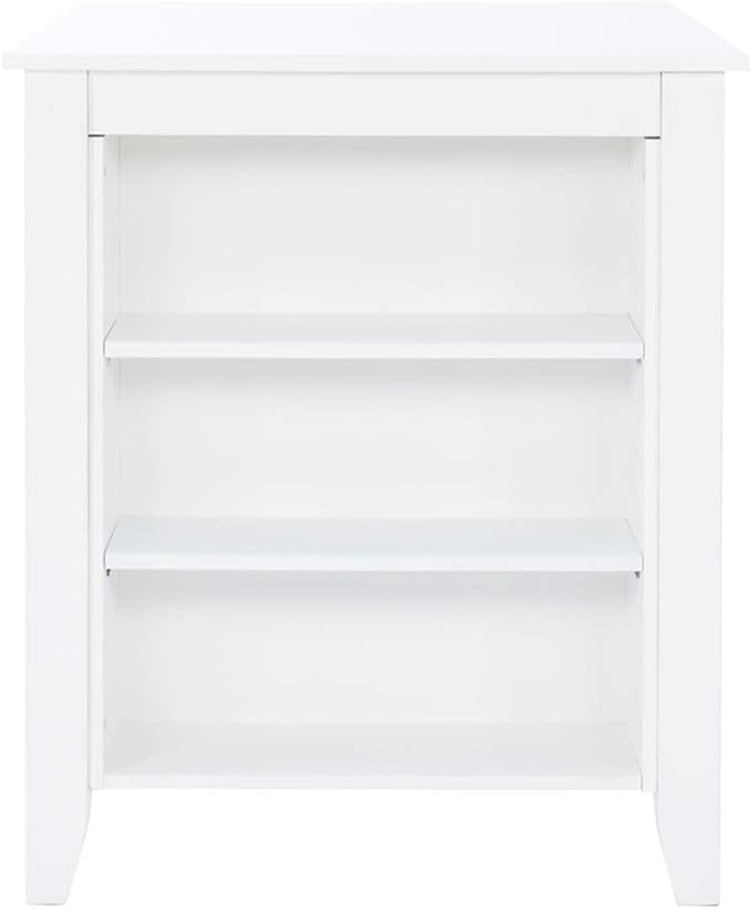 BOWERY HILL Wood Counter Height Wood Space Saving Table 3 Shelves in White Paint, 36" L x 30" D x 36" H
