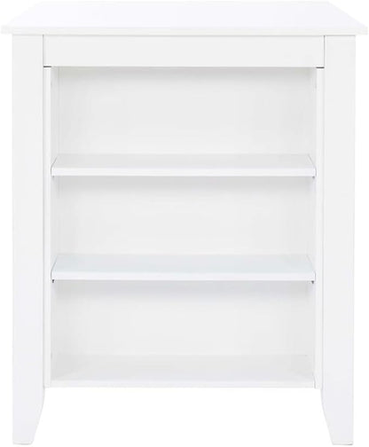 BOWERY HILL Wood Counter Height Wood Space Saving Table 3 Shelves in White Paint, 36" L x 30" D x 36" H