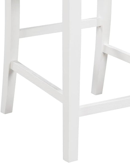 Lilola Home Graham Set of 2 White Finish Upholstered Counter Height Dining Chairs with Cream Linen Seats and Rubberwood Legs — Stylish and Comfortable Seating for Kitchen & Dining Areas