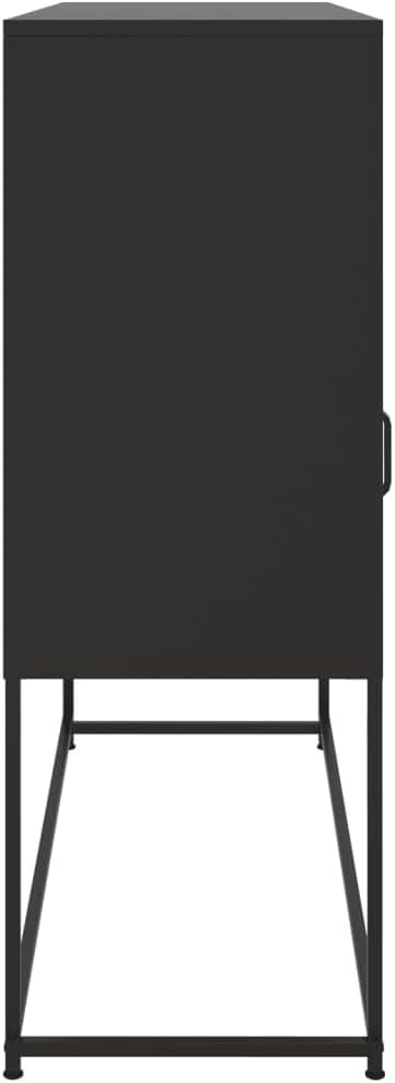 Black Cold-Rolled Steel Sideboard, 3-Door Buffet Cabinet for Living Room, Kitchen Island Furniture Storage, Matte Finish, 39.6 x 100.4 x 42.1 Inches Kitchen Furnitur
