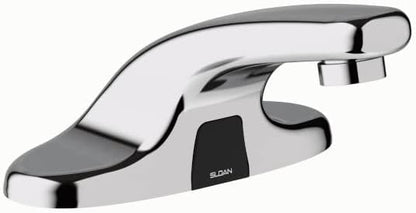 Sloan Optima EBF-650 Sensor Activated Touch-Free Faucet, Commercial Grade with Mounting Hardware - 0.5 GPM Battery-Powered Deck-Mounted Low Integrated Base Body with 8" Trim Plate, 3315139BT