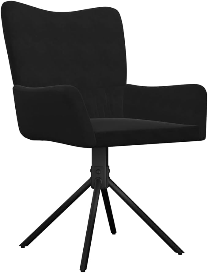 Swivel Dining Chairs Set of 2, Black Velvet Upholstered Modern Accent Chairs with 360 Degree Rotation for Kitchen Island, Dining Room, Home Office - Sturdy Metal Frame & Comfortable Padded Seat
