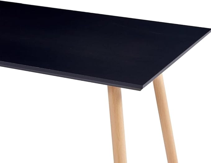 Modern Rectangular Dining Table, Black MDF Top, Steel Frame, 47.2" x 23.6", Seats 4-6, for Kitchen, Dining Room, Easy Assembly, Durable